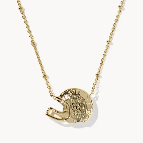 Kendra Scott Football Helmet Gold Short Pendant Necklace - Picture 2 of 5